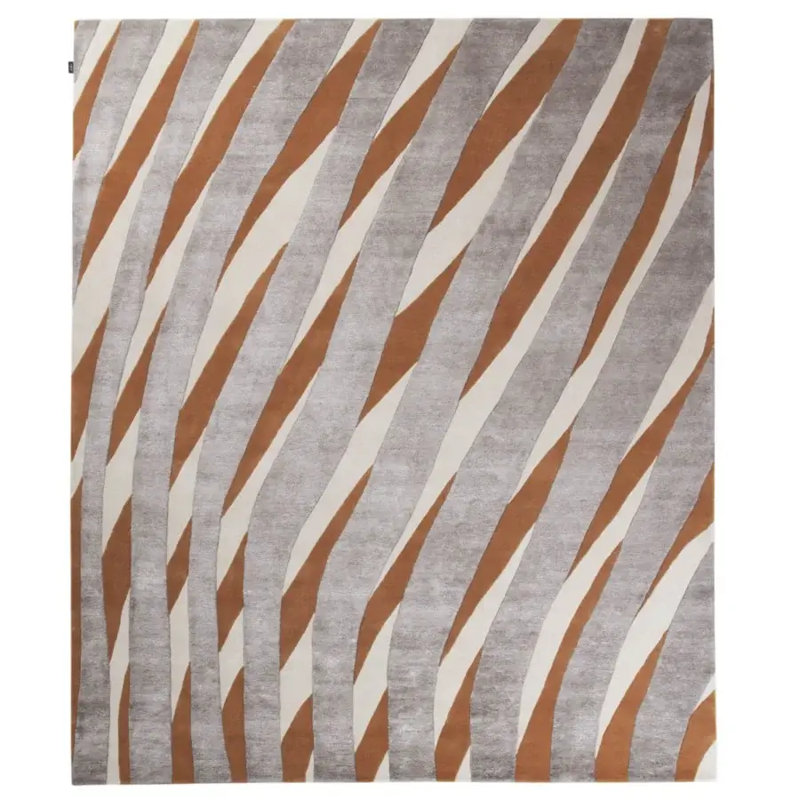 Superior Amini RD Twist rug with undulating wave patterns hand-knotted in wool and silk with meticulous hand-washing