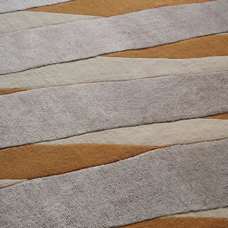 Distinguished Amini RD Twist rug with gracefully undulating bands hand-knotted in wool and silk with a meticulous finish