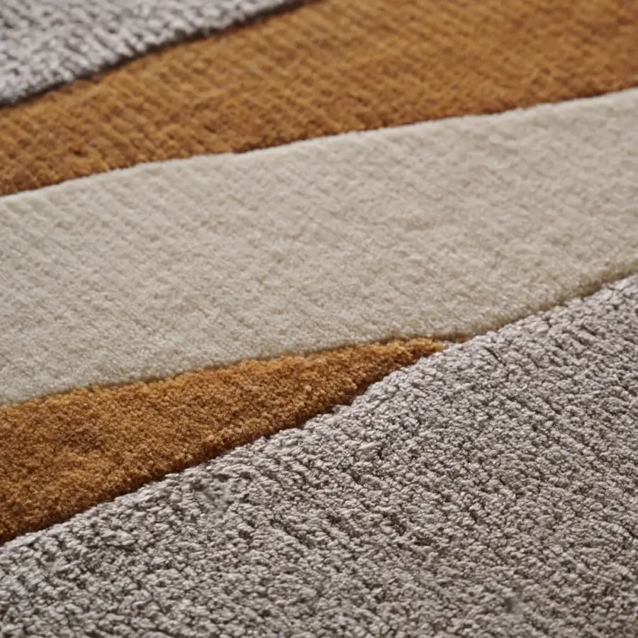 Exceptional Amini RD Twist rug hand-knotted in India with cream sand, basil green, and muted brown wool and silk blend, finished through hand washing