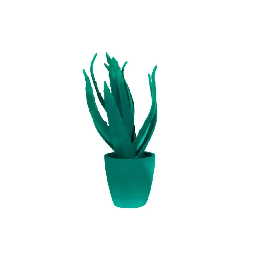 Distinguished Adriani e Rossi Cactus sculpture in teal velvet with a gently curved, minimalist form crafted in Italy