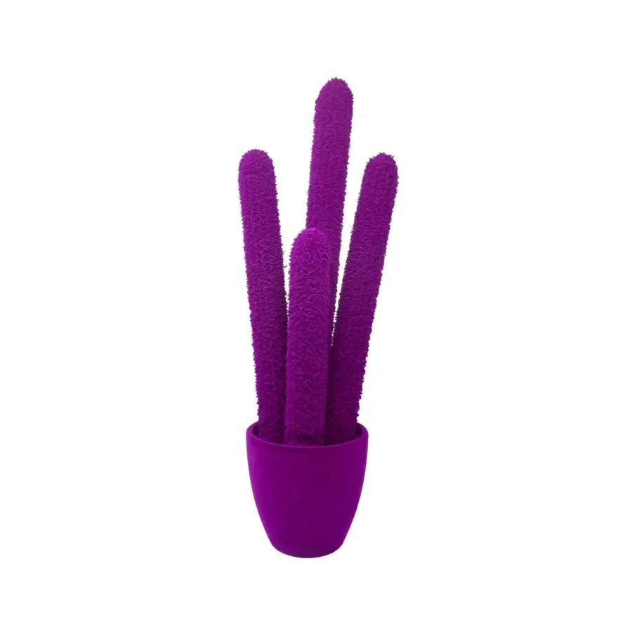 Superior Adriani e Rossi Cactus sculpture in purple velvet with a soft textured finish crafted in Italy