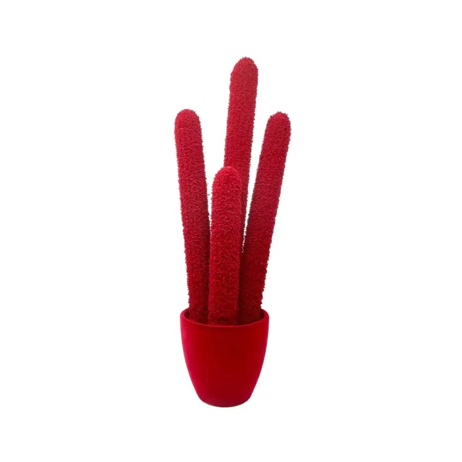 Exceptional Adriani e Rossi Cactus sculpture in red velvet with a plush matte finish crafted in Italy