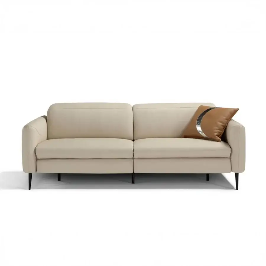 Distinguished Egoitaliano Dusk sofa with smooth light beige textile and sleek dark-colored metal legs crafted for lasting durability