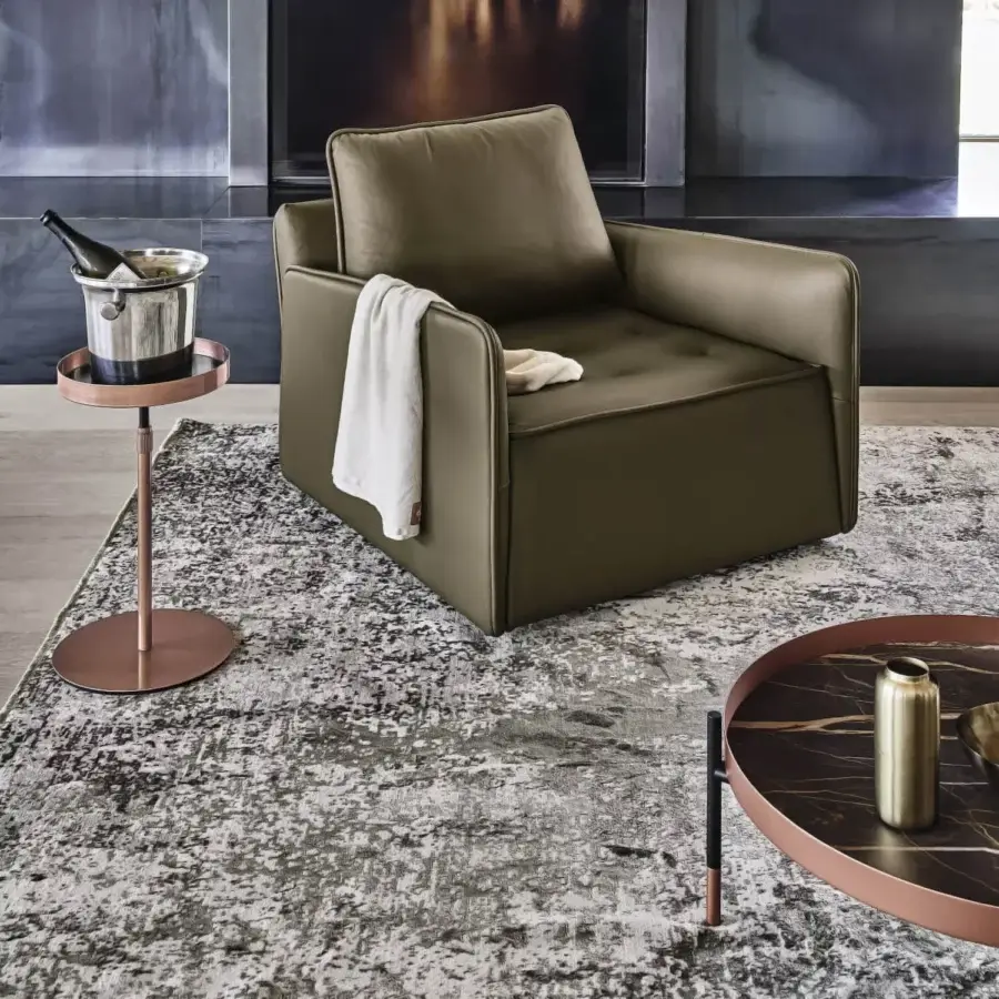 Superior Bontempi Lift side table crafted in metal with glossy and satin copper tone finish