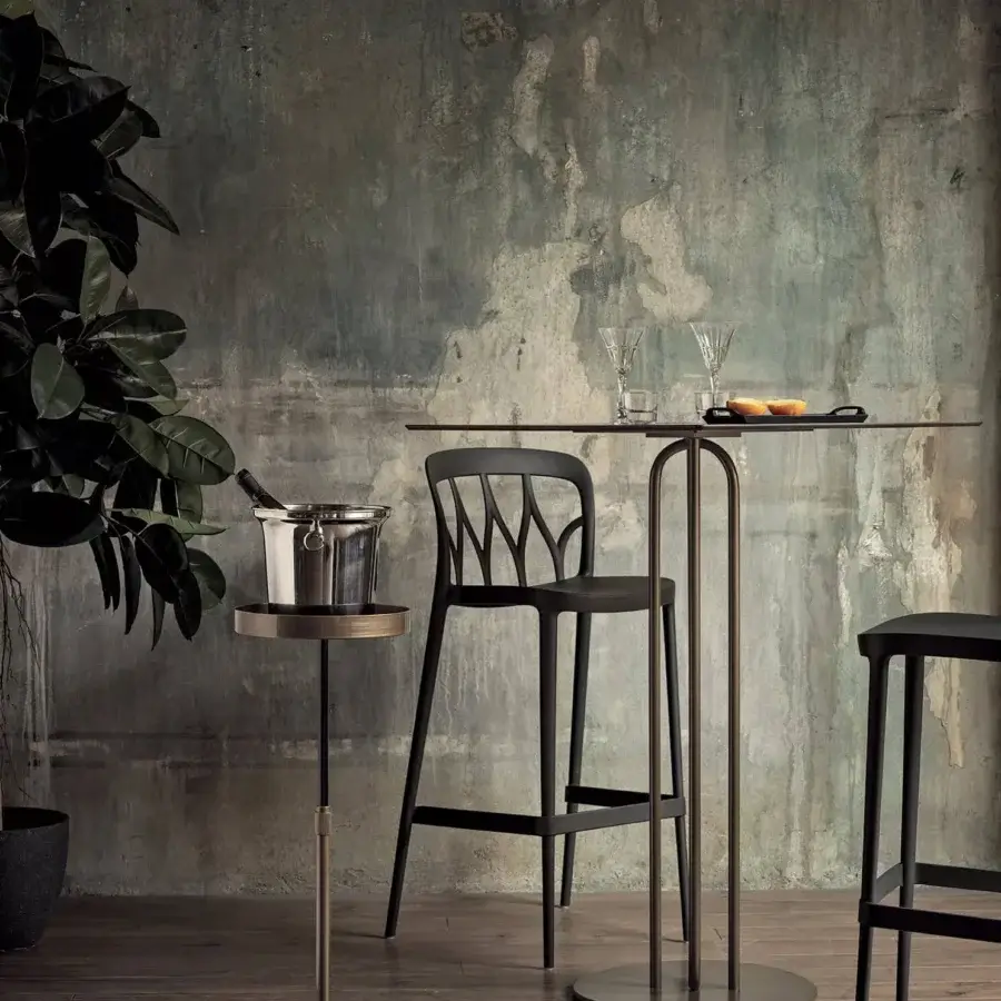 Elegant Bontempi Lift side table in dark bronze metal with smooth satin finish embodies refined functionality