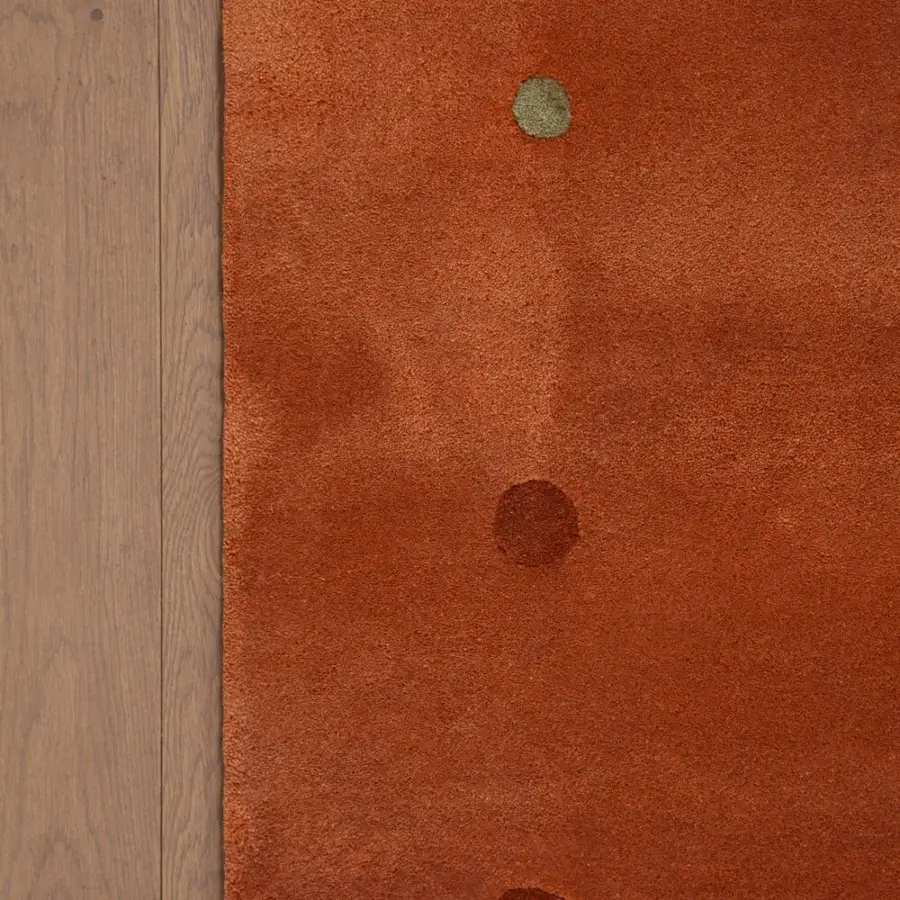 Exceptional Amini JC-1 Bubbles rug with circular motifs hand-tufted in New Zealand wool with a carved wool pile finish