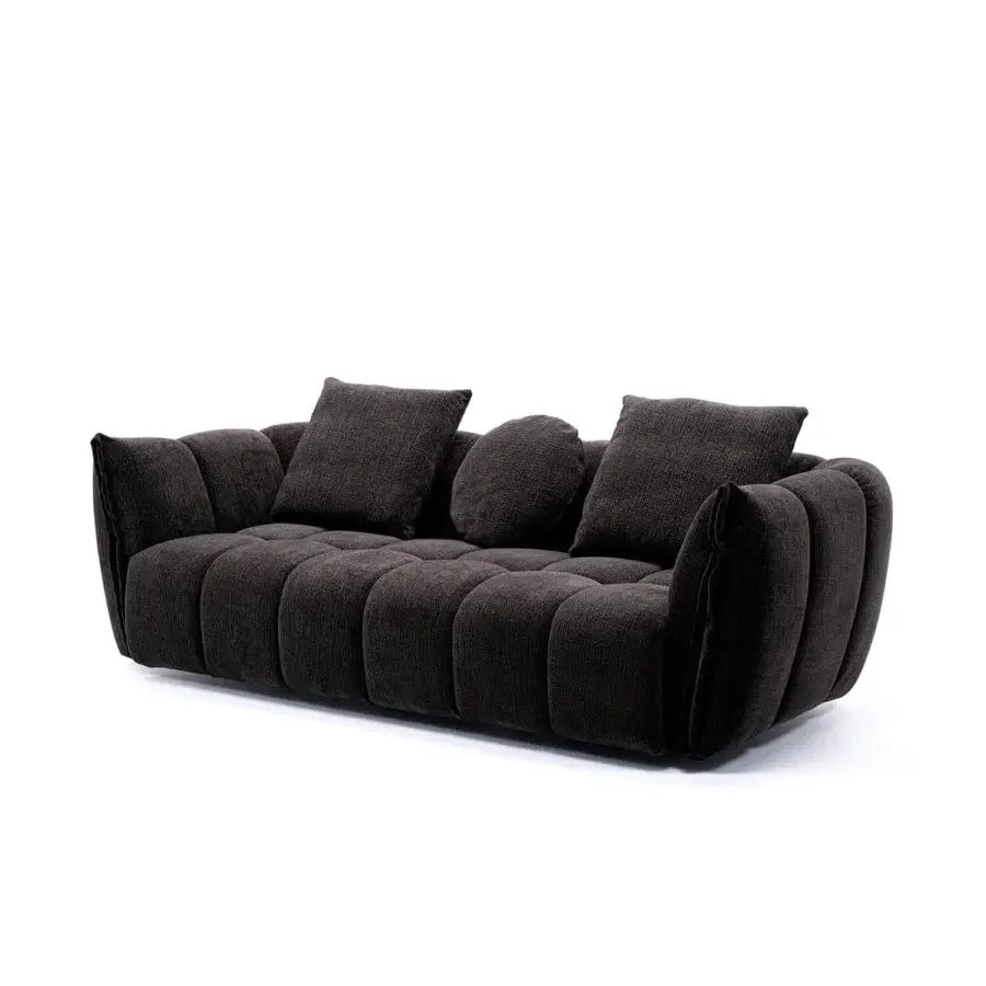 Exclusive Egoitaliano Eros sofa with dark gray textured textile upholstery and matte finish built with wood components