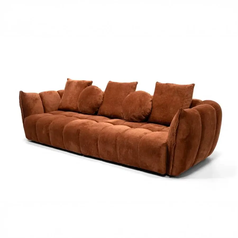 Distinguished Egoitaliano Eros sofa with warm terracotta textured fabric upholstery and black feet