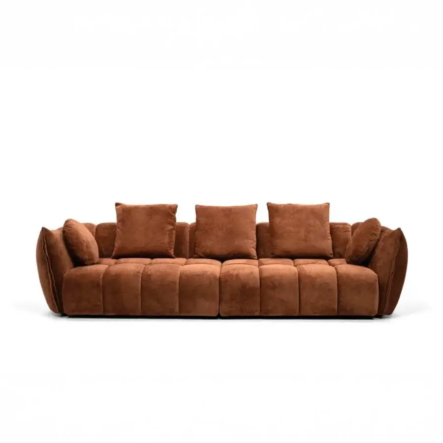 Captivating Egoitaliano Eros sofa with terracotta textured textile upholstery and sleek black ABS feet