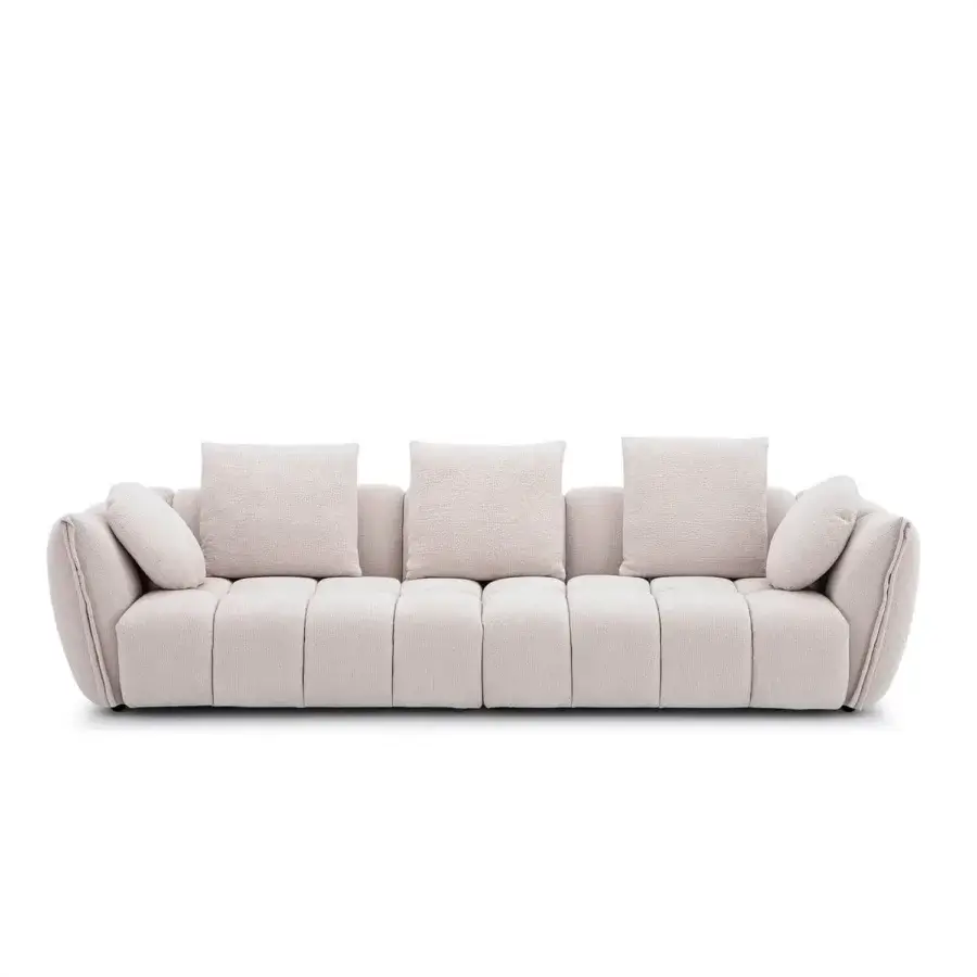 Exclusive Egoitaliano Eros sofa with light neutral woven fabric upholstery and matte finish
