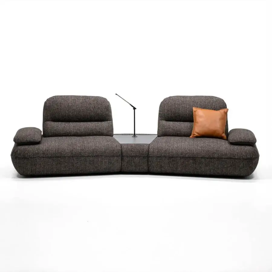 Captivating Egoitaliano Hoops modular sofa with dark gray heathered textile upholstery, built with wood and polyurethane foam, including a warm cushion