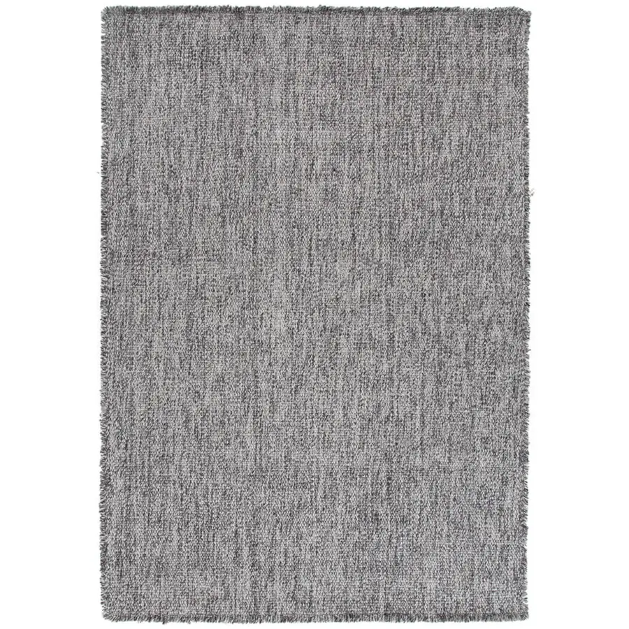 Superior Amini Jackie rug hand-woven in India with heathered gray wool and delicate short fringe detailing