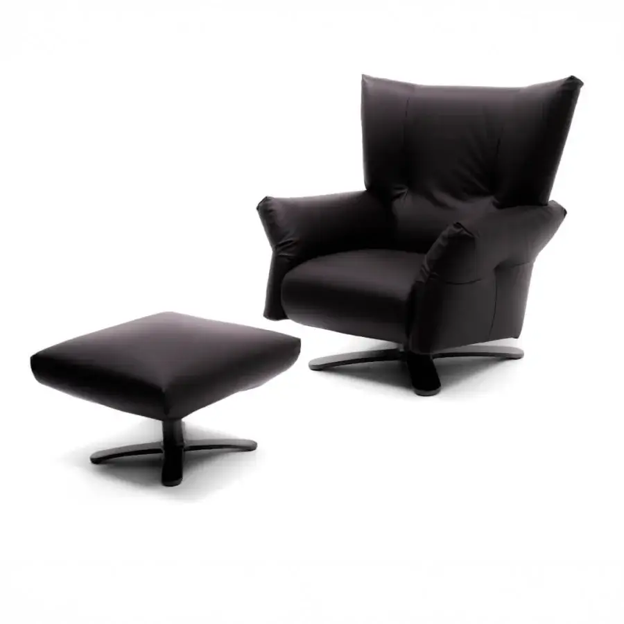 Exceptional Egoitaliano Diplomatico lounge chair upholstered in dark brown leather with a smooth, glossy finish and satin metal base
