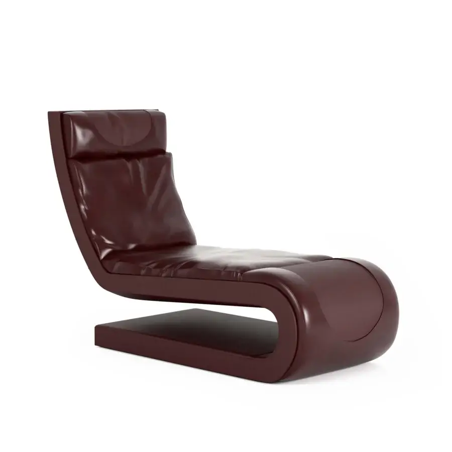 Exceptional Mascheroni Andamentolento chaise lounge crafted in reddish-brown leather with a glossy finish