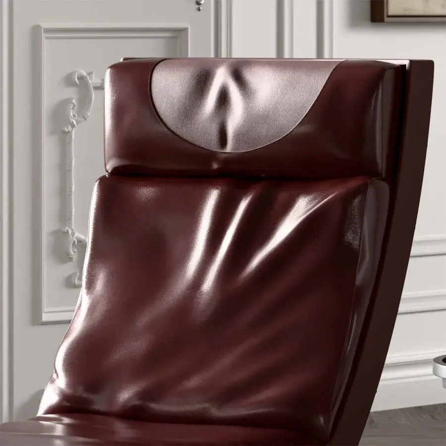 Distinctive Mascheroni Andamentolento chaise lounge in plush burgundy leather with a smooth glossy finish