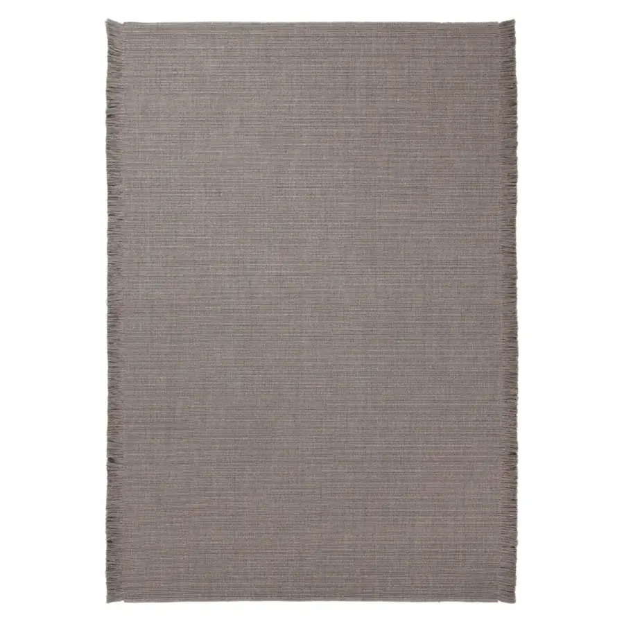 Distinguished Amini Pierre rug hand-woven in India from recycled PET with hand-clipped edges and subtle gray tonal variations