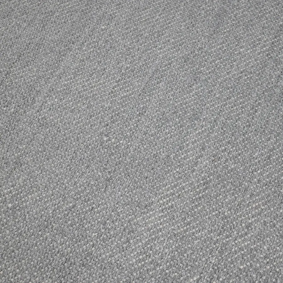 Distinguished Amini Sesame rug hand-woven in recycled PET with heathered grey tonal variations and hand clipping