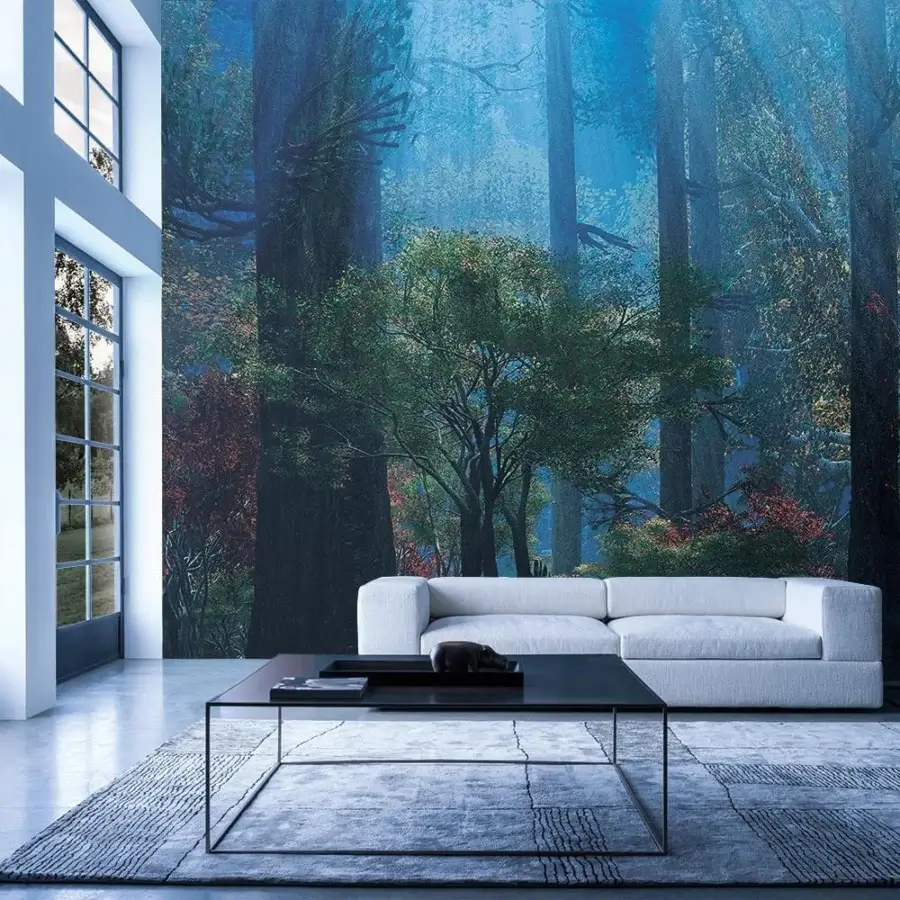 Distinguished Adriani e Rossi Enchanted Forest wallpaper depicting a cool forest scene with fiberglass and a matte finish