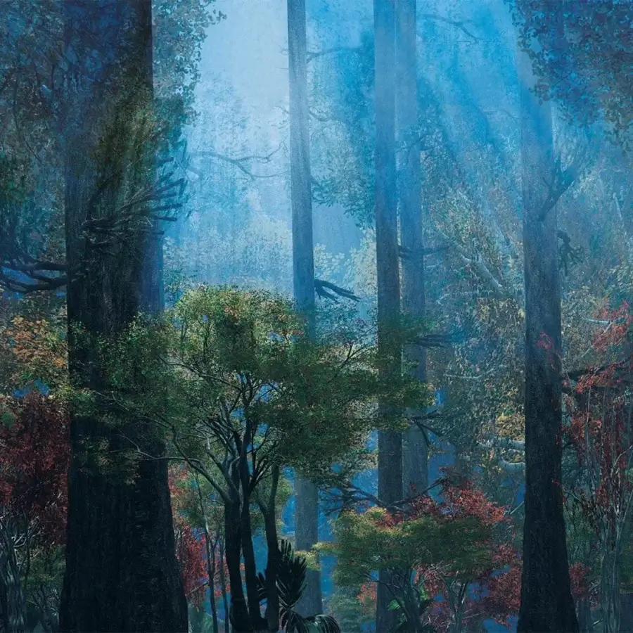 Superior Adriani e Rossi Enchanted Forest wallpaper with cool blues and greens plus a fiberglass base layer and smooth finish