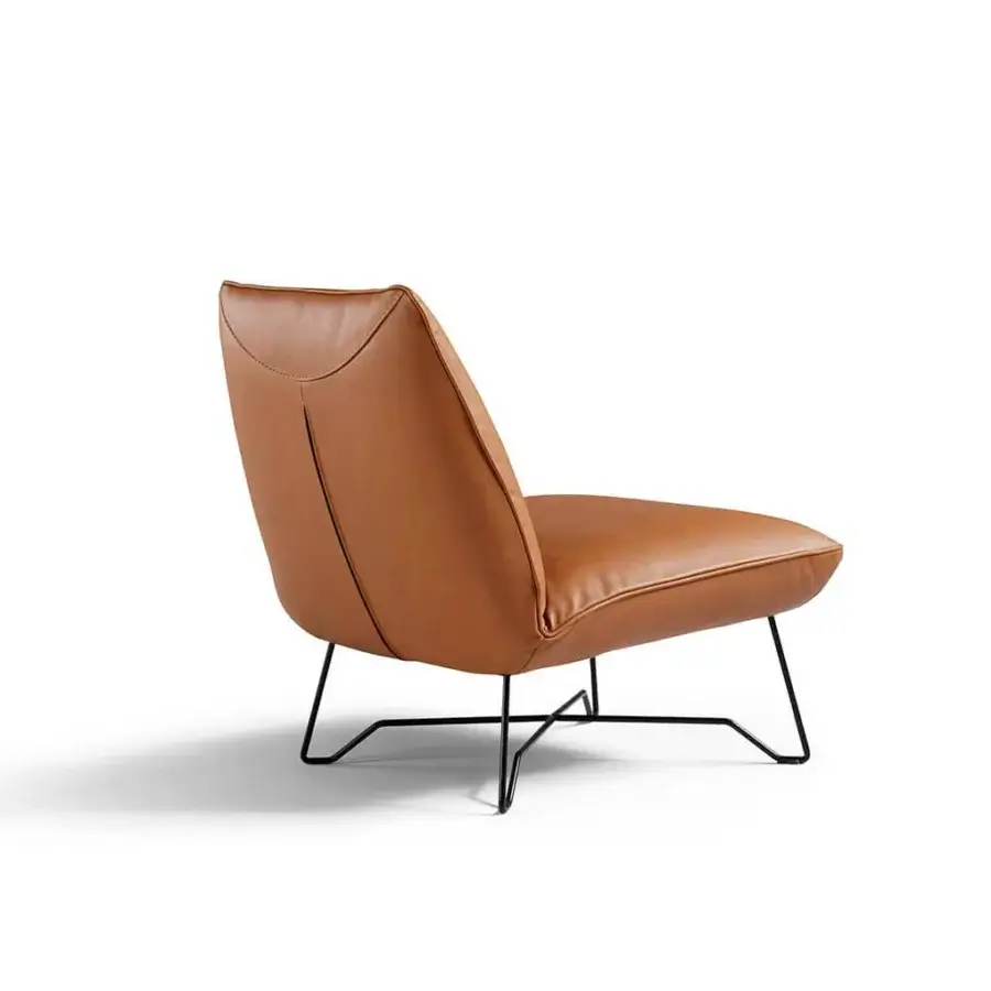 Captivating Egoitaliano Lia lounge chair with medium-brown upholstery, sleek steel base and epoxy powder paint finish