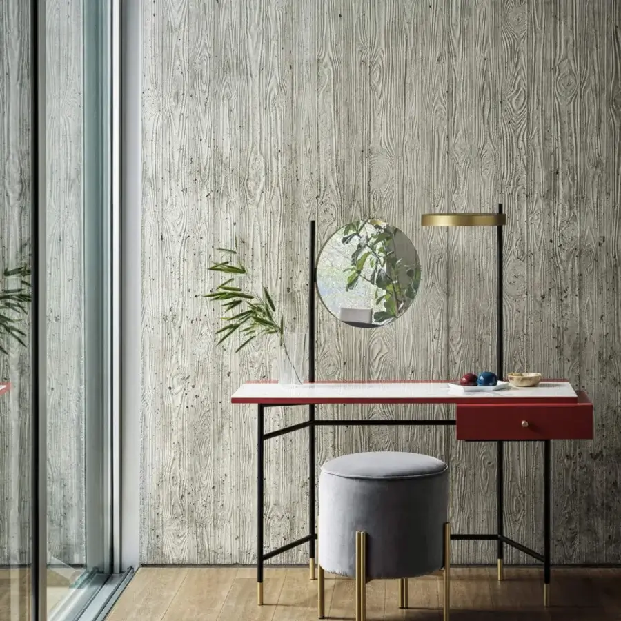 Elegant Bontempi Vanity Desk with glossy red finish and sleek matte black metal frame crafted in Italy