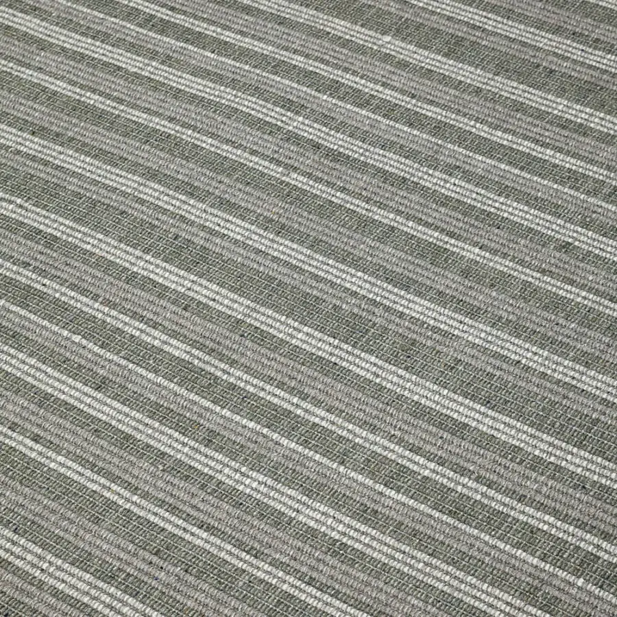 Distinguished Amini Prune rug hand-woven from recycled PET in charcoal gray with subtle heathering and delicate horizontal striping