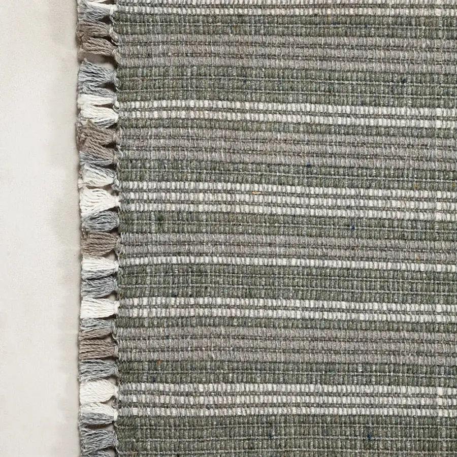 Distinctive Amini Prune rug hand-woven in color-blocked charcoal and coral from 100% recycled PET with a soft matte finish