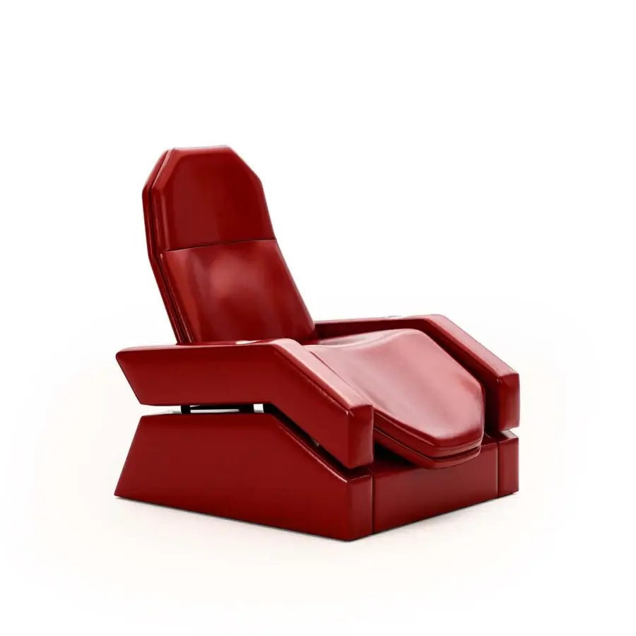 Superior Mascheroni Jurij home cinema seating in saturated red leather with a smooth glossy surface