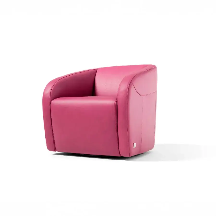 Captivating Egoitaliano Carlotta lounge chair with pink synthetic upholstery and round tubular steel swivel base