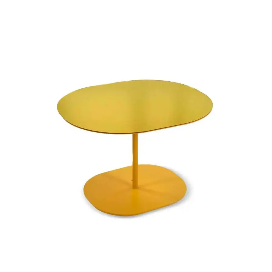 Distinguished Egoitaliano Narciso table with golden yellow metal, mirrored and plexiglass top, satin finish