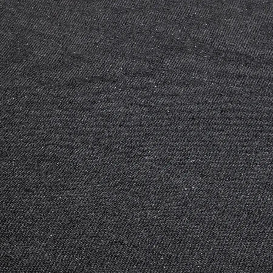 Meticulous Amini Coco rug with heathered dark gray tones hand-woven from recycled PET with a refined finish