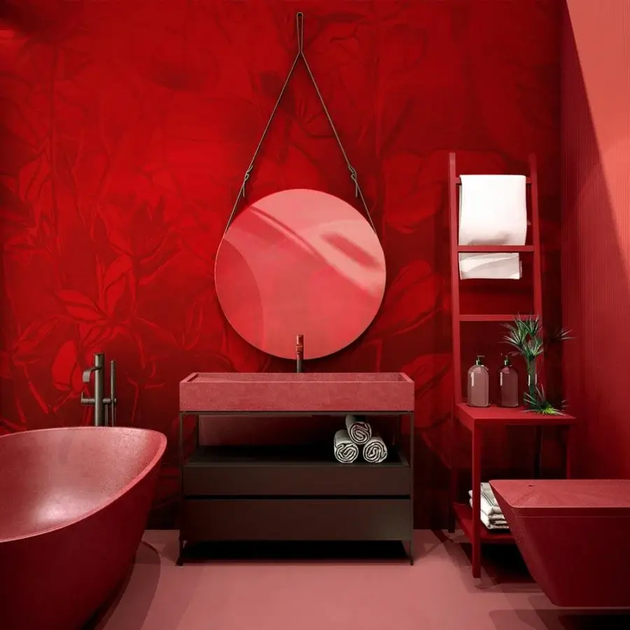 Superior Adriani e Rossi Lover wallpaper with saturated red floral design and durable fiberglass base
