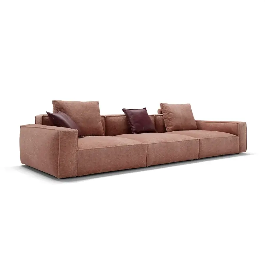 Exceptional Egoitaliano Plaza sofa with terracotta textured fabric upholstery and quilted detailing crafted for luxurious lounging