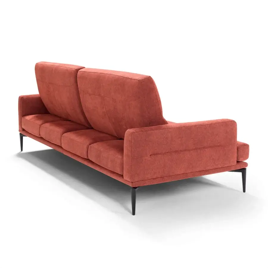 Captivating Egoitaliano Feng sofa with reddish-brown woven textile upholstery and black epoxy powder-coated metal legs