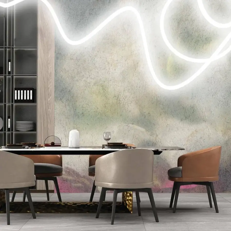 Elegant Adriani e Rossi Ilaria wallpaper with contemporary abstract floral design in blended gray, beige, and muted pink shades crafted with fiberglass