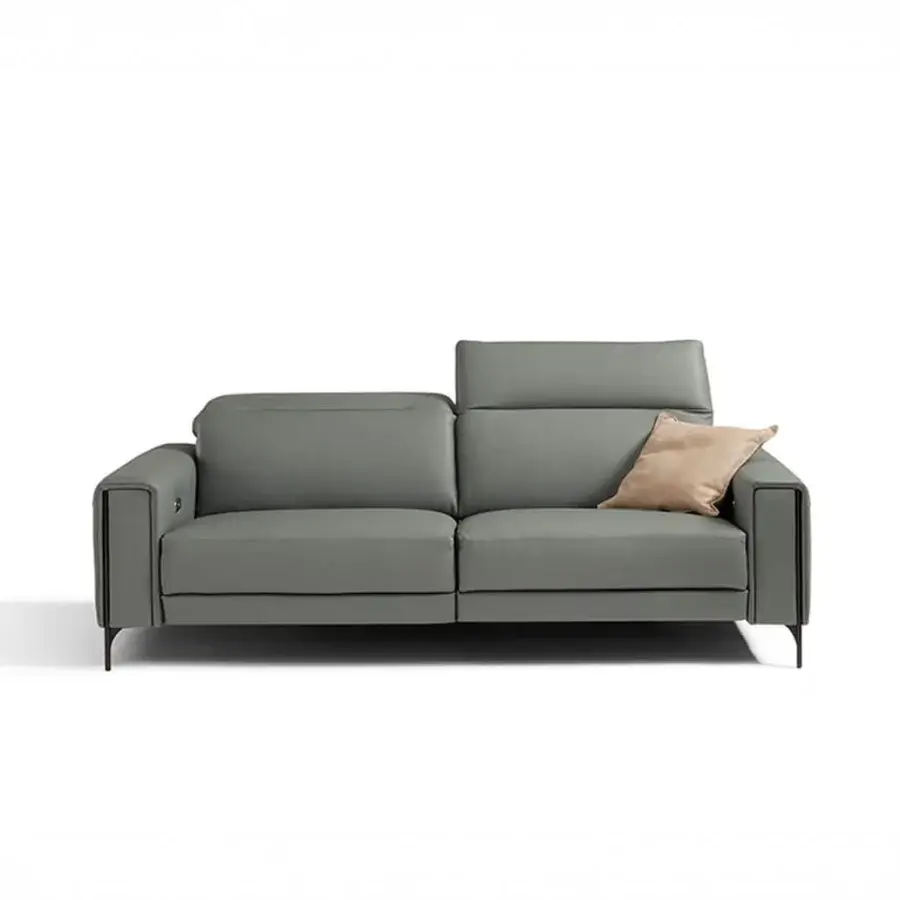 Sophisticated Egoitaliano Gary sofa with muted gray synthetic upholstery and sleek metal legs with epoxy powder finish