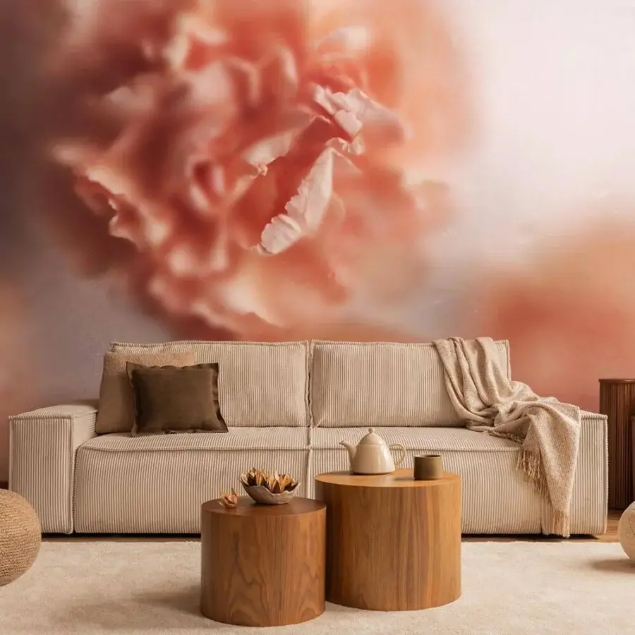 Exquisite Adriani e Rossi Pink Roses wallpaper with softly focused floral design in muted pink shades and fiberglass base layer with matte finish