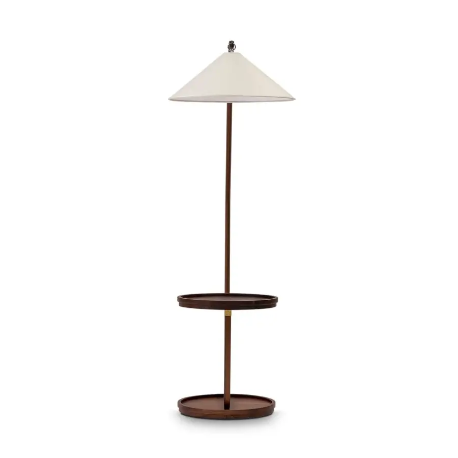 Distinguished Mascheroni Super G side table with lamp built in warm wood with satin finish and chromatic contrast