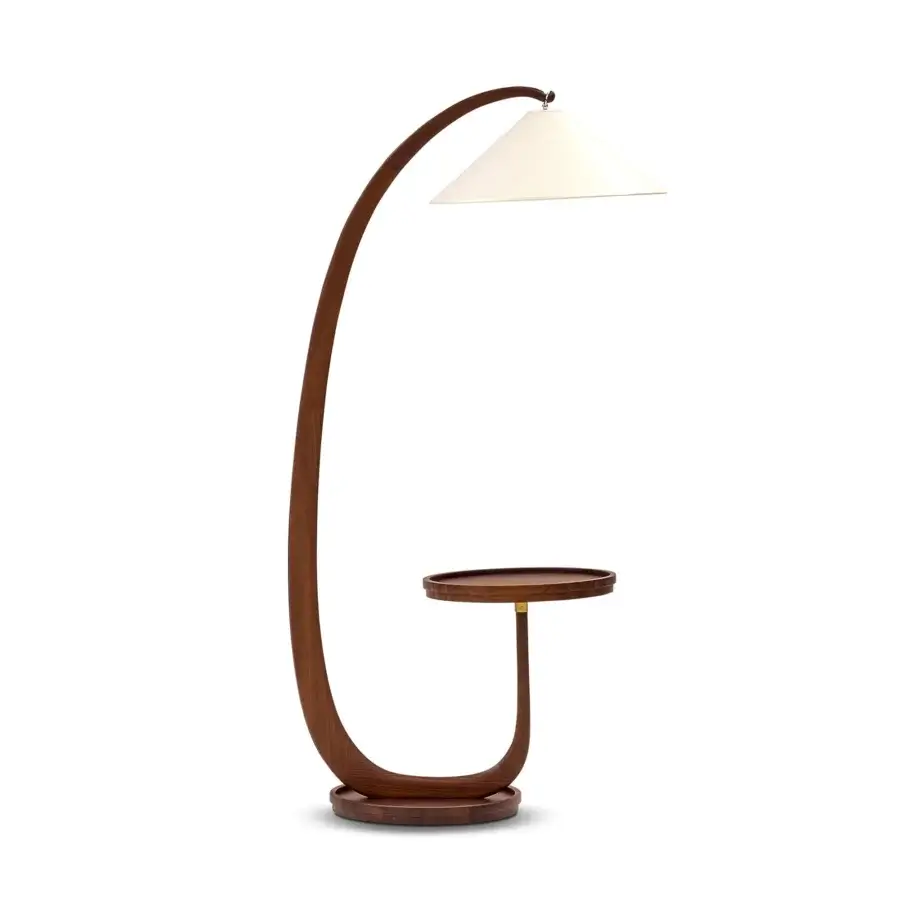 Elegant Mascheroni Super G side table with lamp crafted in warm wood with a smooth satin finish