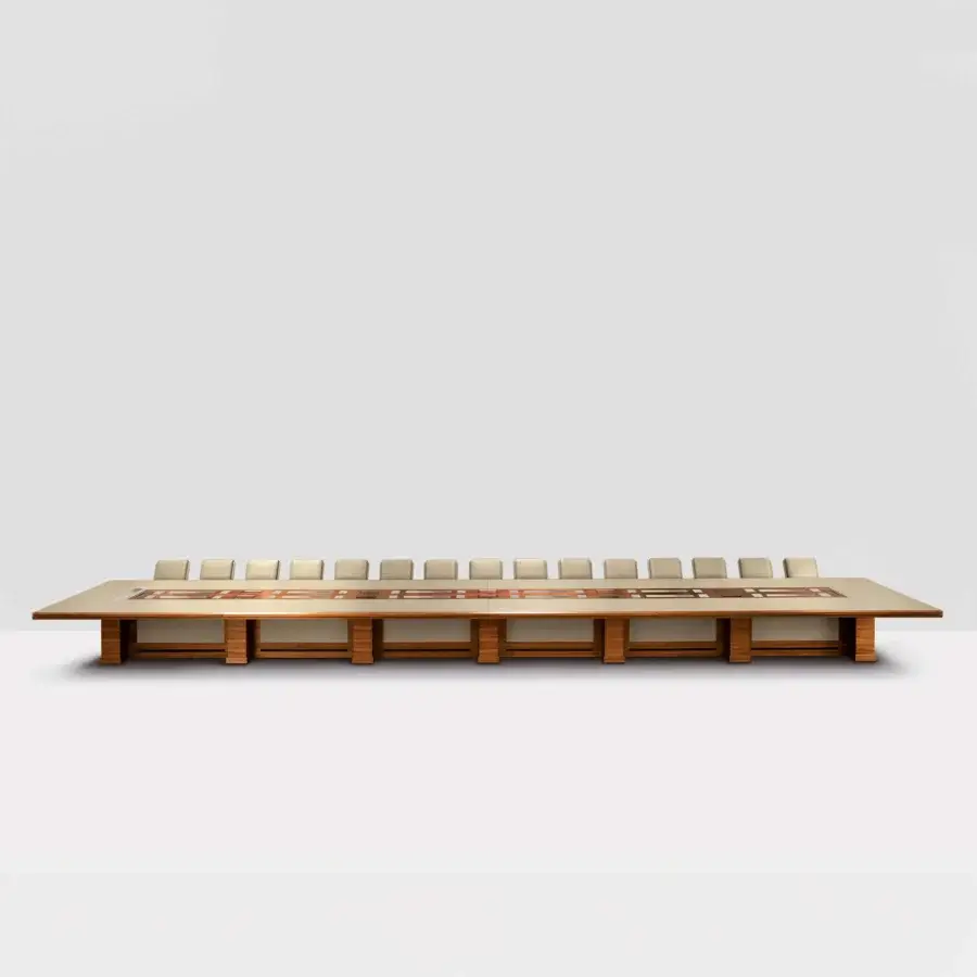 Superior Mascheroni Giubileo conference table with lavish leather over wood built with a satin sheen