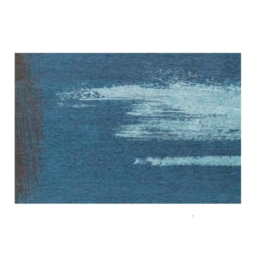 Elegant Egoitaliano Platinum Design rug with deep blue abstract design and lighter gradient stripe finish