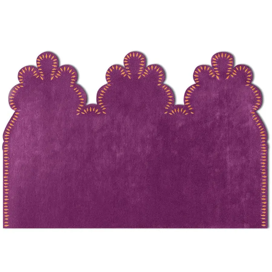 Exceptional Egoitaliano Merlino rug handwoven with luxurious wool in deep purple with a gilded, golden-yellow decorative border