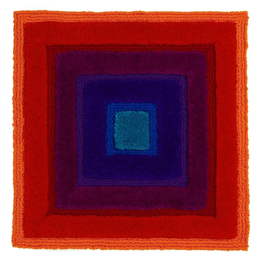Distinguished Amini Domino rug hand-tufted in New Zealand wool with layered geometric design and carved texture