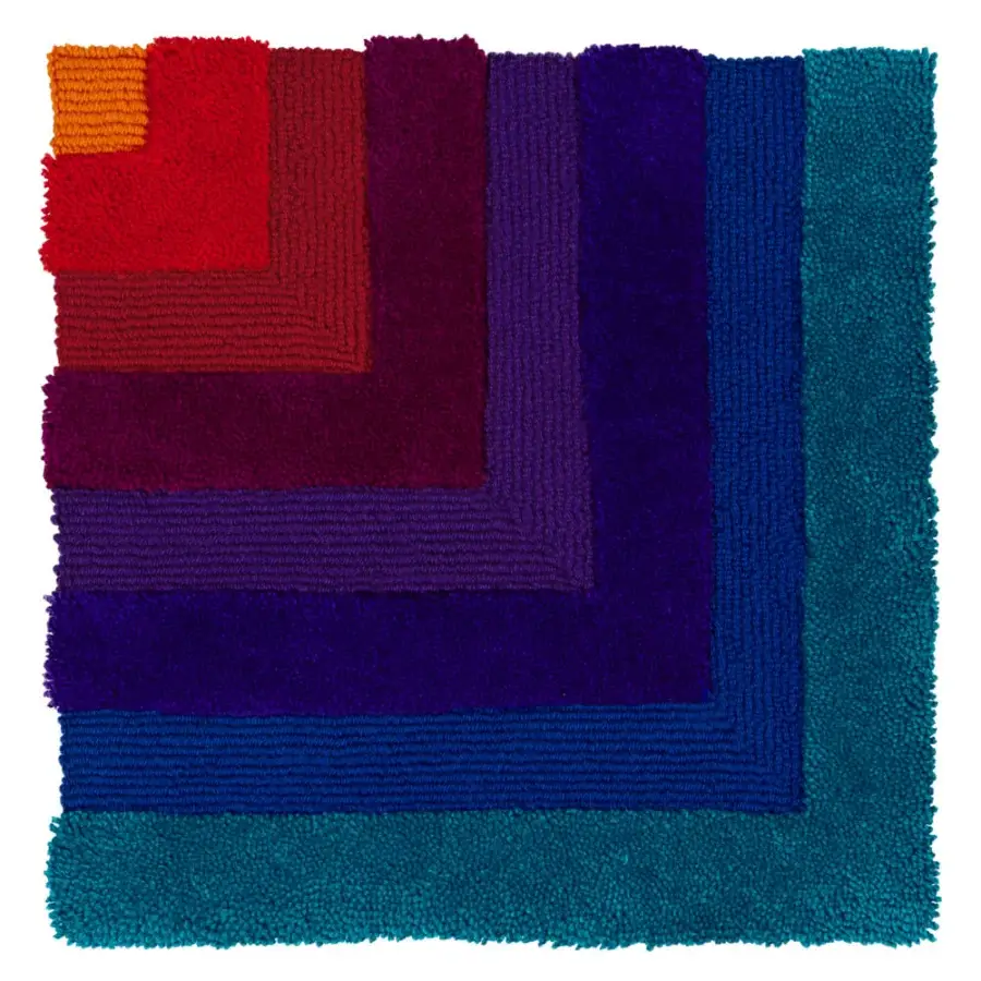 Superior Amini Domino rug hand-tufted in New Zealand wool with a gradient from reds to teals and a hand-washed finish
