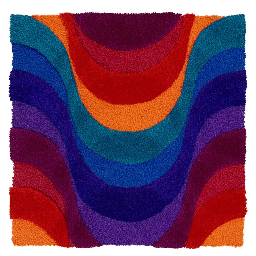 Distinguished Amini Domino rug crafted from New Zealand wool with undulating wave patterns and hand-washed carved texture