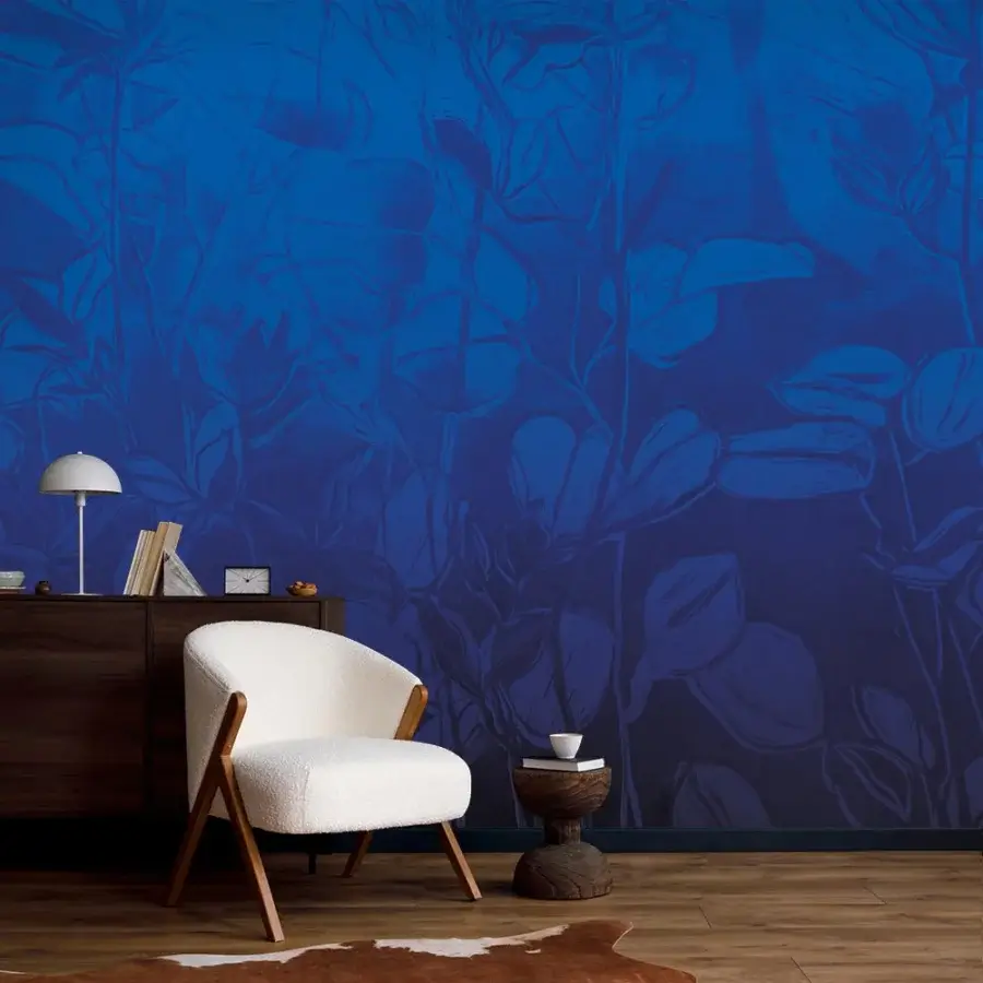 Superior Adriani e Rossi Flowers wallpaper with gradient blue floral design and fiberglass base offering a smooth matte finish