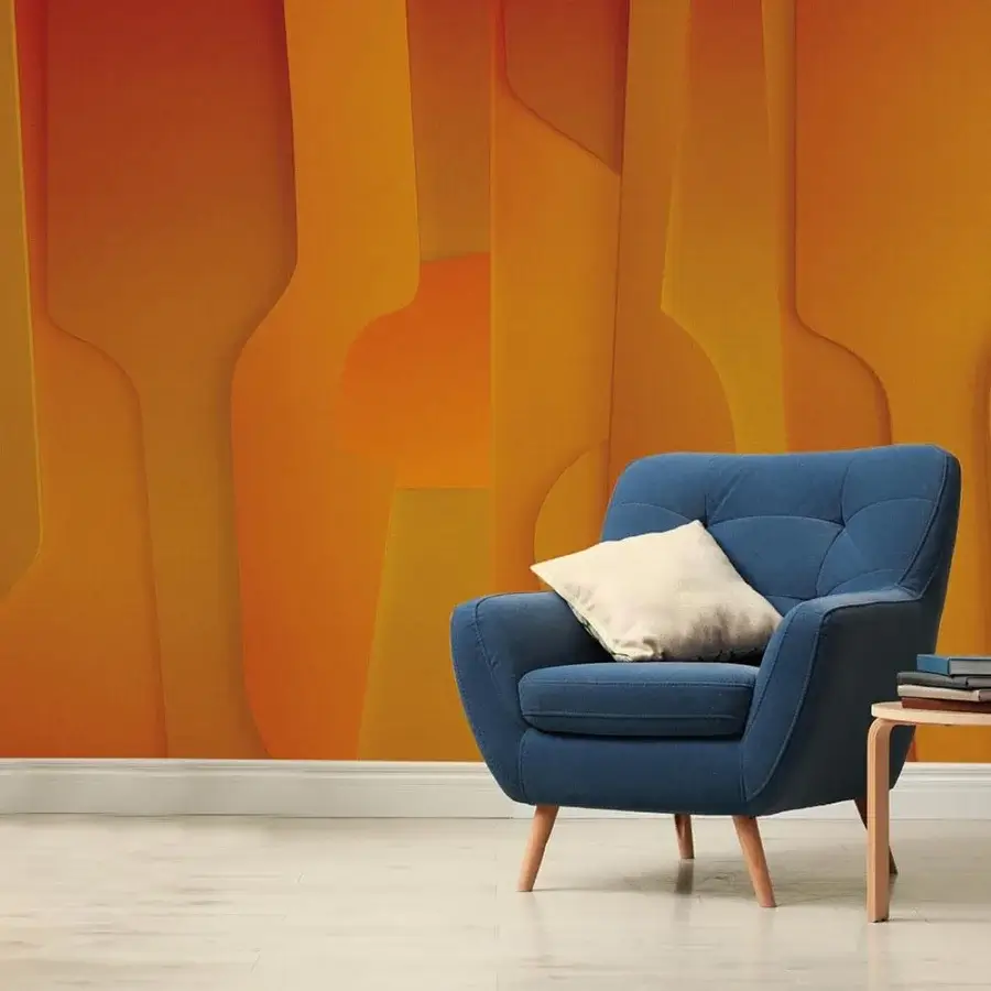 Captivating Adriani e Rossi Threedi Herm wallpaper with three-dimensional form and gradient warm orange tones crafted with soft-touch finish