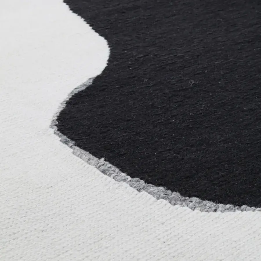 Distinguished Amini Jean rug displaying a contemporary abstract design crafted with soft wool using the Soumak weaving technique