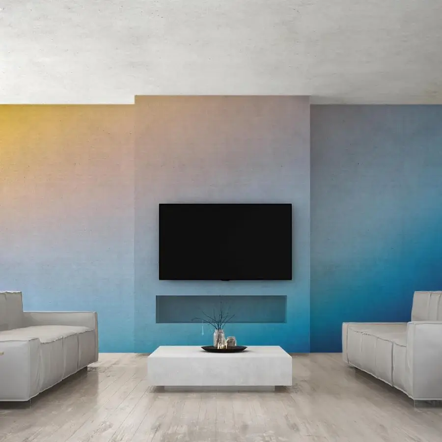 Elegant Adriani e Rossi Nuance Colors wallpaper with blended yellows, peaches and blues, presenting a delicate textured soft-touch finish