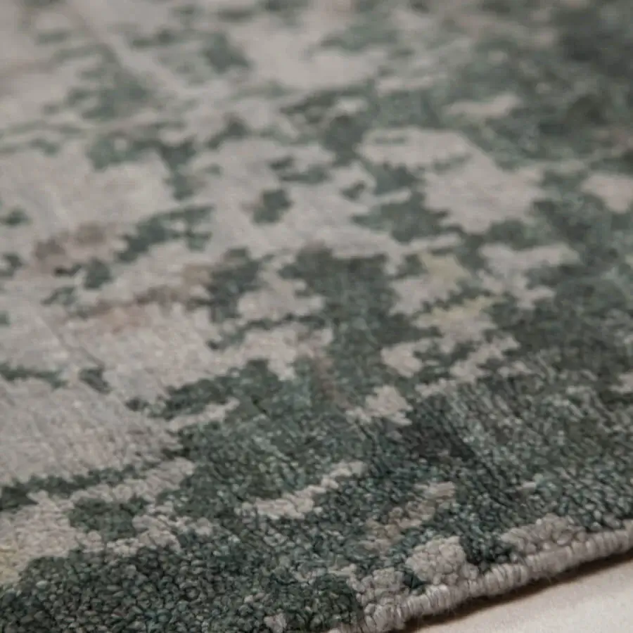 Exceptional Amini Pangea Geo rug hand-knotted in wool and bamboo silk with a carved finish
